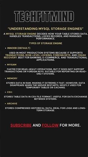 Storage Engine #shortvideo #databaseconcepts #mysql
