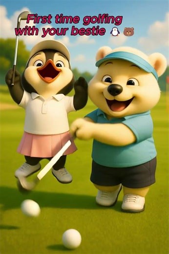 🐧⛳ Polar Bear & Penguin Golf Day | Cutest Golf Swing Ever! 🐻✨