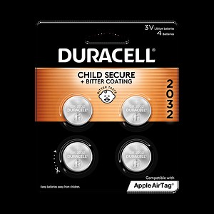 Duracell 2032 Lithium Coin Battery 3V, CR2032 Battery, Bitter Coating Discourages Swallowing, 4 Pack