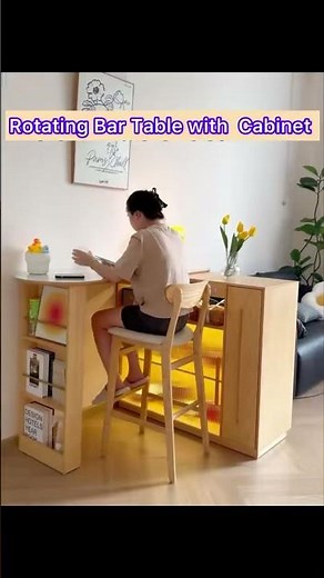 Rotating Bar Table with Double Side Storage Cabinet