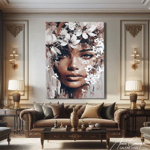 Large Abstract Floral Wall Art, Home Elegant Decor, African Woman Art Print, Extra Large Ethnic Art, Chic Prints for Room - Etsy