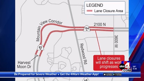 Overnight lane closures in Lehi and Bluffdale to start Thursday