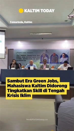 Kaltim Today on Instagram: "Mahasiswa di Kalimantan Timur didorong meningkatkan keterampilan untuk menghadapi peluang kerja hijau di tengah krisis iklim dan transisi energi. Dorongan tersebut disampaikan dalam kuliah umum bertajuk Just Energy Transition and Green Jobs Opportunity for Young Generation in East Kalimantan yang digelar di Universitas Mulawarman, Samarinda, Senin (26/1/2025). Kegiatan ini diikuti mahasiswa dan dosen dari sejumlah perguruan tinggi di Kaltim. Narasumber menyoroti keter