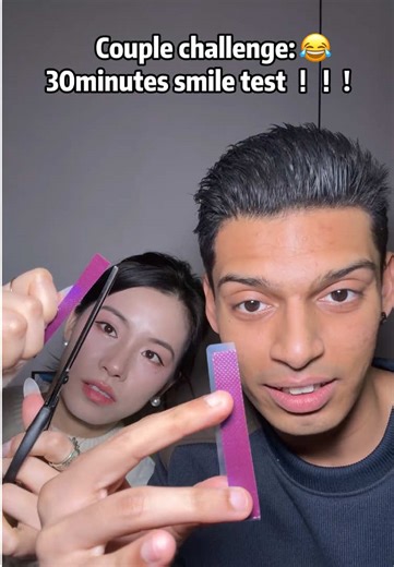 Couple challenge:😂 30minutes smile test!!!#whiteningstrip #fyp #yellowteeth #ceelike #tiktokshop