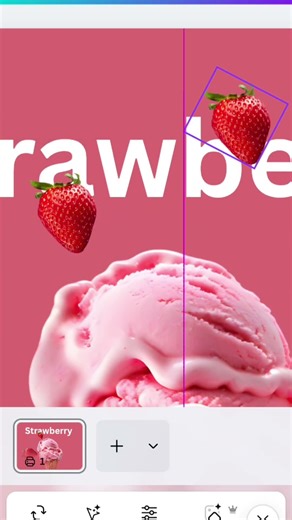 🍓 Strawberry Ice Cream Poster Design in Canva | Easy Tutorial #Canva #design