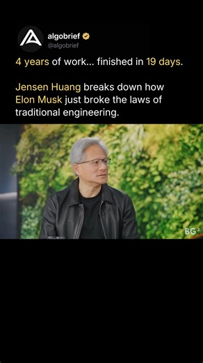 algobrief on Instagram: "Elon Musk’s xAI built the "Colossus" supercomputer in 19 days by rapidly repurposing a 785,000 sq ft former Electrolux factory in Memphis, Tennessee, installing 100,000 NVIDIA H100/H200 GPUs. The breakneck speed was achieved through intense, round-the-clock coordination, pre-plumbed liquid cooling, and using portable power generators, compressing a typical 4-year project into under three weeks. Source: BG #jensenhuang #elonmusk #spacex #tesla #nvidia #xai"