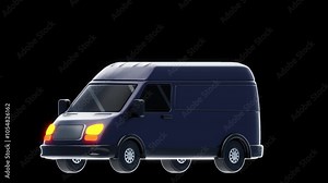 3D Animation of Delivery Van Model Efficient Cargo Transport | Alpha Channel