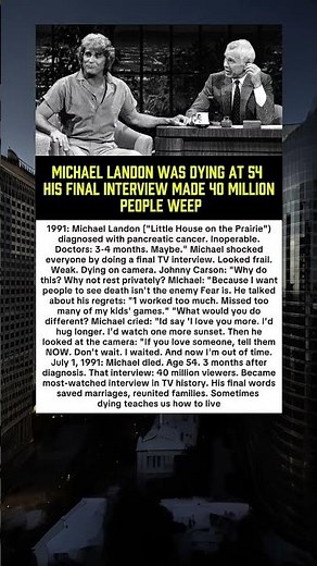 Michael Landon Was Dying At 54 - His Final Interview Made 40 Million People Weep.Tonight Show#shorts