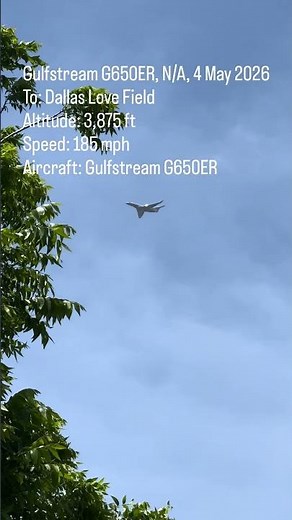 Gulfstream 650ER inbound Dallas