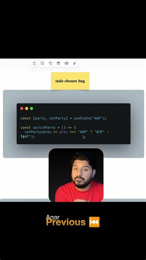 Stale clouser bug in reactjs #reactjs #clouser #raghavchadha #bjp