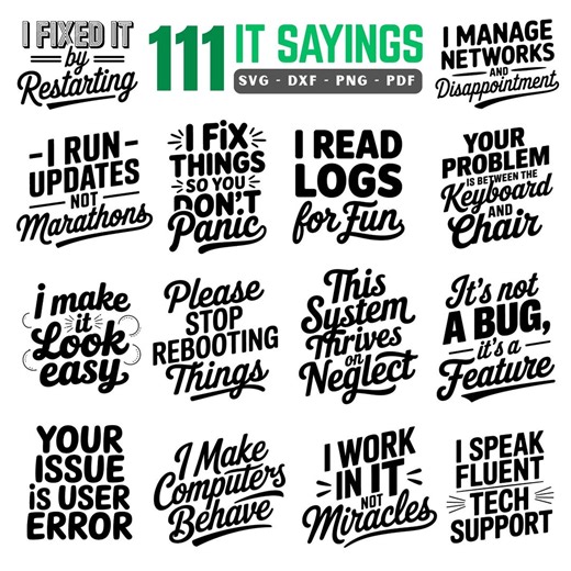 IT Sayings SVG Bundle: Tech Humor Designs (digital Download) - Etsy