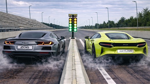 Chevrolet Corvette C8 Z06 vs McLaren Artura drag race