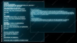 source code programming screen text scrolling animation