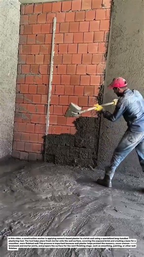 Fast Wall Plastering Technique | Applying Cement Mortar to Brick Walls.