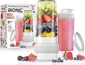 Bionic Blade Personal Blender 26.5 oz, with Extra Shaker and Lid, Cordless, Air Tight, Rechargeable 18,000 RPM Portable Blender for Shakes, Smoothies, Juice and Sauces 8.6”