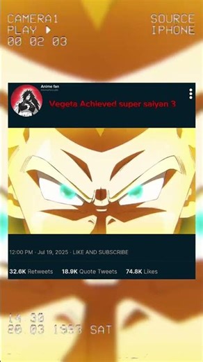 Vegeta Achieved super saiyan 3#goku#vegeta#ssj#ssj3#shortvideo#anime#dbs