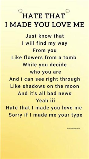 (Just Know that I will find my way From you) Ariana Grande - Hate That I Made You Love Me Lyrics#fyp