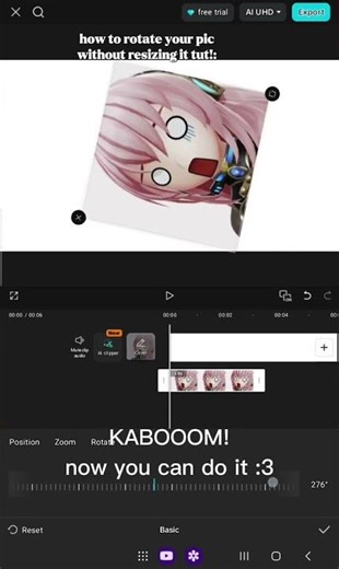 How to rotate your pic without resizing it: #imnotevilvillain#luka#animating#tut#capcut