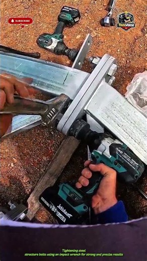 Tightening Steel Structure Bolts with Impact Wrench for Precision #construction