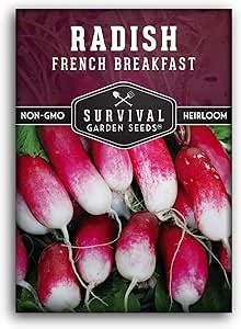 Amazon.com : French Breakfast Radish Seeds for Planting – Heirloom Radishes with Long Red & White Roots – Fast-Growing Cool Season Crop for Spring & Fall - Survival Garden Seeds (1 Pack) : Patio, Lawn & Garden