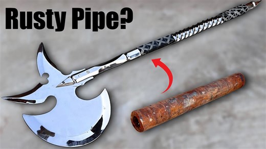 Reimagining a Rusted Pipe into a Deadly Combat AXE – Watch the Ultimate Transformation!