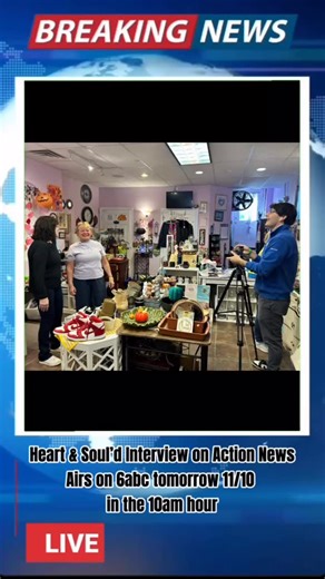‼️‼️Breaking News: 6abc’s Nick Iadonisi visited Heart & Soul’d! The Episode will air TOMORROW 11/10 during the 10 am hour of Action News! Tune in to see Nick & Us in ACTION! Thank You Nick - you are now a Heart & Soul’d Friend! @6abcnick #6abcactionnews #wereontv #tvinterview #heartandsould #tunein #phillynews | Heart & Soul'd