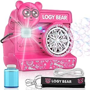 Bubble Machine - 10 Holes Bubble Wands Camera with LED Light, Flash&Music Mode - Portable Rechargeable Bubble Blower for Girls and Kids/Toddlers - Outdoor Toys Gifts for Parties, Birthday