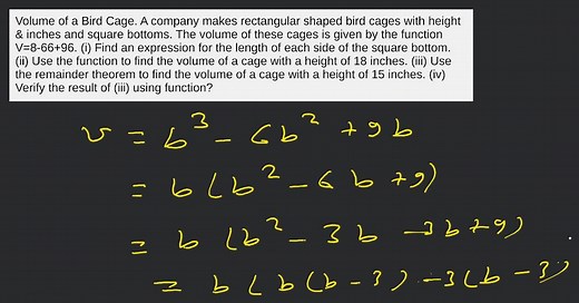 Volume of a Bird Cage. A company makes rectangular shaped bird ... | Filo