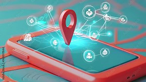 Smartphone 3D Map pins, GPS, navigator pin checking points, 3D World Map icon, technology and application mobile smart phone with mobile, delivery tracking, transportation, travel