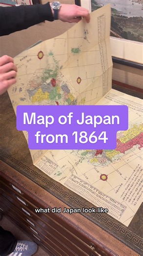 A mid-19th century Japanese woodcut map of Japan, by Gengyo Seiken, titled: Dai Nihon kairiku zenzu. [Complete Map of the land and Sea of Greater Japan]. A large and colourful map of Japan, with distance tables and legend. Engraved by Takeguchi Takesaburo, it is a revised version of the 1769 map by Nagakubo Sekisui, the first Japanese cartographer to employ lines of longitude and latitude). This original antique map is available to view on our website at Altea Gallery, under stock number: 26081,