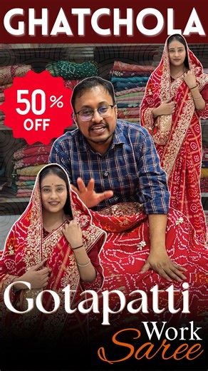 ❣️ KCPC Pure Gaji Silk Bandhani Ghatchola Heavy Gotapatti Work Saree #shorts #saree #latest .