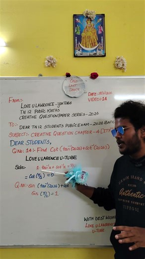Video 14 | TN 12 Public Maths 2026 | Creative Question Series – Chapter 4 | Love U Lawrence❤️