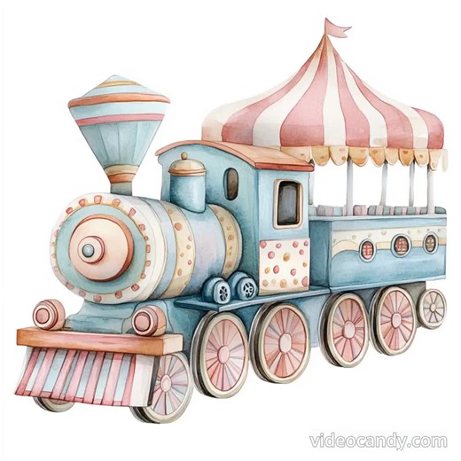 Circus Train, Toy Engine, Carnival Ride, Train Decor, Nursery Art, Vintage Toy, Whimsy Train, Watercolor Art, Kids Wall Art, JPG Images - Etsy