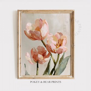 Bouquet de tulipes moderne, art floral pêche fard à joues, décoration botanique cottagecore, art mural ferme, imprimable moderne à télécharger 179 - Etsy France