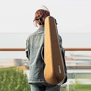 Christina 4/4 Full Size Violin case High-Strength Carbon Fiber Triangle Violin Music Bag With Combination Lock and Extra Bag Golden Violin Hard Case (VB-Trianglee-Golden spot)