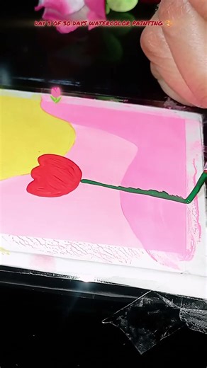 Day 3 of 30 days watercolor painting/ tulip abstract painting🌷 #shorts #watercolorpainting #painting