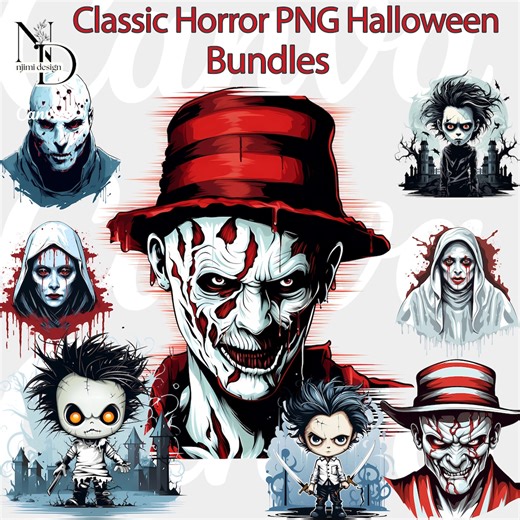 Classic Horror Halloween PNG Bundle: Scary Movie Clipart Set (digital Download) - Etsy