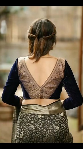 Saree Blouse Ideas on Instagram: "V Neck Blouse Designs 🖤✨"