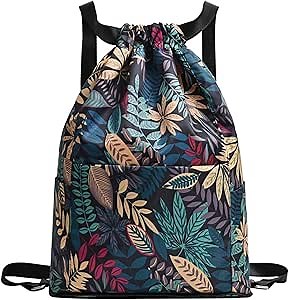 BINGONE Drawstring Foldable Large Capacity Dry-wet Separation Travel Sports Backpack, Drawstring Backpack Gym Bag for Women Men (B)