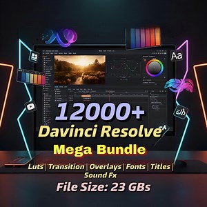 12,000  Davinci Resolve Mega Bundle | Transitions, Luts, Titles, Fonts and Effects | Works on Any FPS | Video Editing Templates | - Etsy