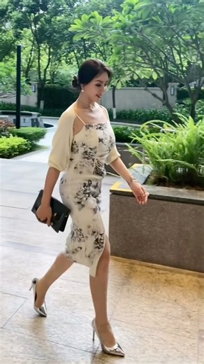 Street Fashion Walk | Elegant Dress Outfit in Motion. #fashion #style