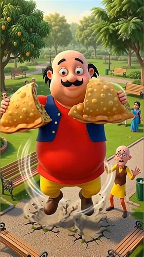 Motu ban gaya Giant! 😱🍩 | Size Change Samosa Funny Short 😂 #shorts #motupatlu #cartoonshorts