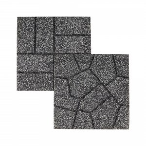 GroundSmart 16" x 16" x 3/4" Gray Black Dual-Sided Rubber Garden Patio Paver, 9 Pack