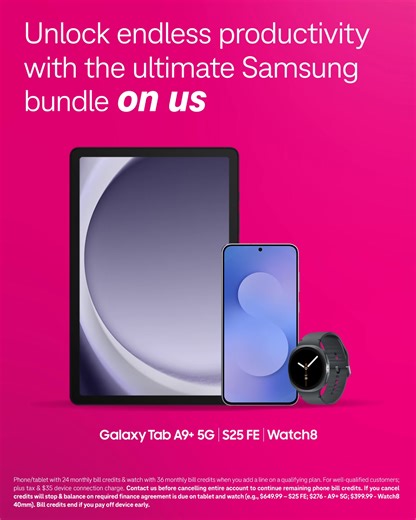 Three amazing devices—one unbeatable offer. Get the ultimate Samsung bundle, all On Us with T-Mobile for Business. | T-Mobile for Business