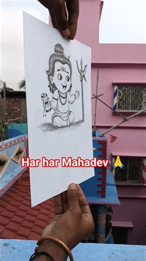 Little Shiva Drawing ✏️ | Easy Shiva Art #shorts