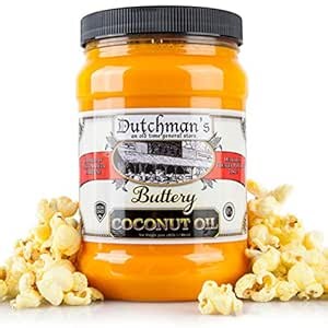 Dutchman’s Popcorn Coconut Oil | Butter Flavored Oil, 30oz Jar - Colored with Natural Beta Carotene, Makes Theater Style Popcorn, Vegan, Healthy, Zero Trans Fat, Gluten Free, Made in USA