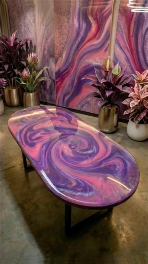 Epoxy purple and pink resin table💞💜