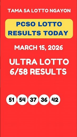 ULTRA LOTTO 6/58 DRAW RESULTS TODAY MARCH 15, 2026