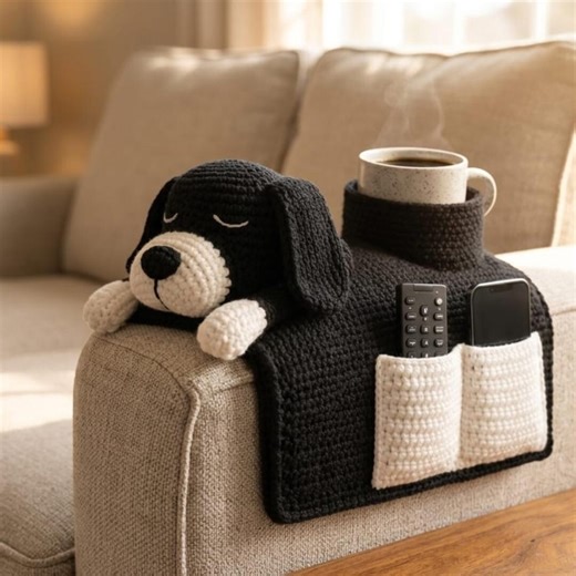Crochet Dog Couch Caddy Pattern, Puppy Armrest Organizer, Sofa Storage PDF (digital Download) - Etsy