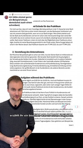 Antwort auf @🦉 Praktikumsbericht Beispiel 💯 #praktikum #praktikumsbericht #beispiel #vorlage #tipps #schule #fy